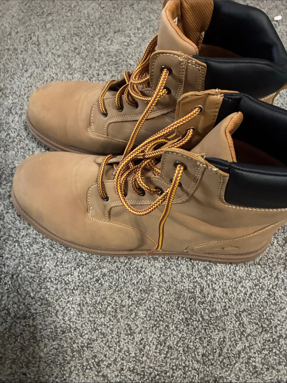 Ozark Trail Tan Lace-Up Work Boots with Black Collar